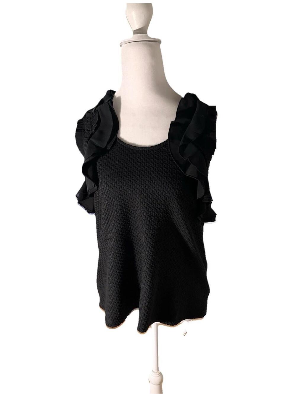 NWT Anthropologie Textured Ruffle tank top Goth Vamp evening sz s NWT